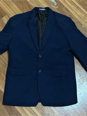 Men's Navy Blazer - Classic Two-Button Suit Jacket